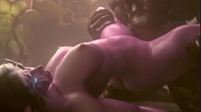 Nagoonimation 极品巨乳暗夜精灵被兽人狂操，淫穴潮喷榨汁娇喘连连